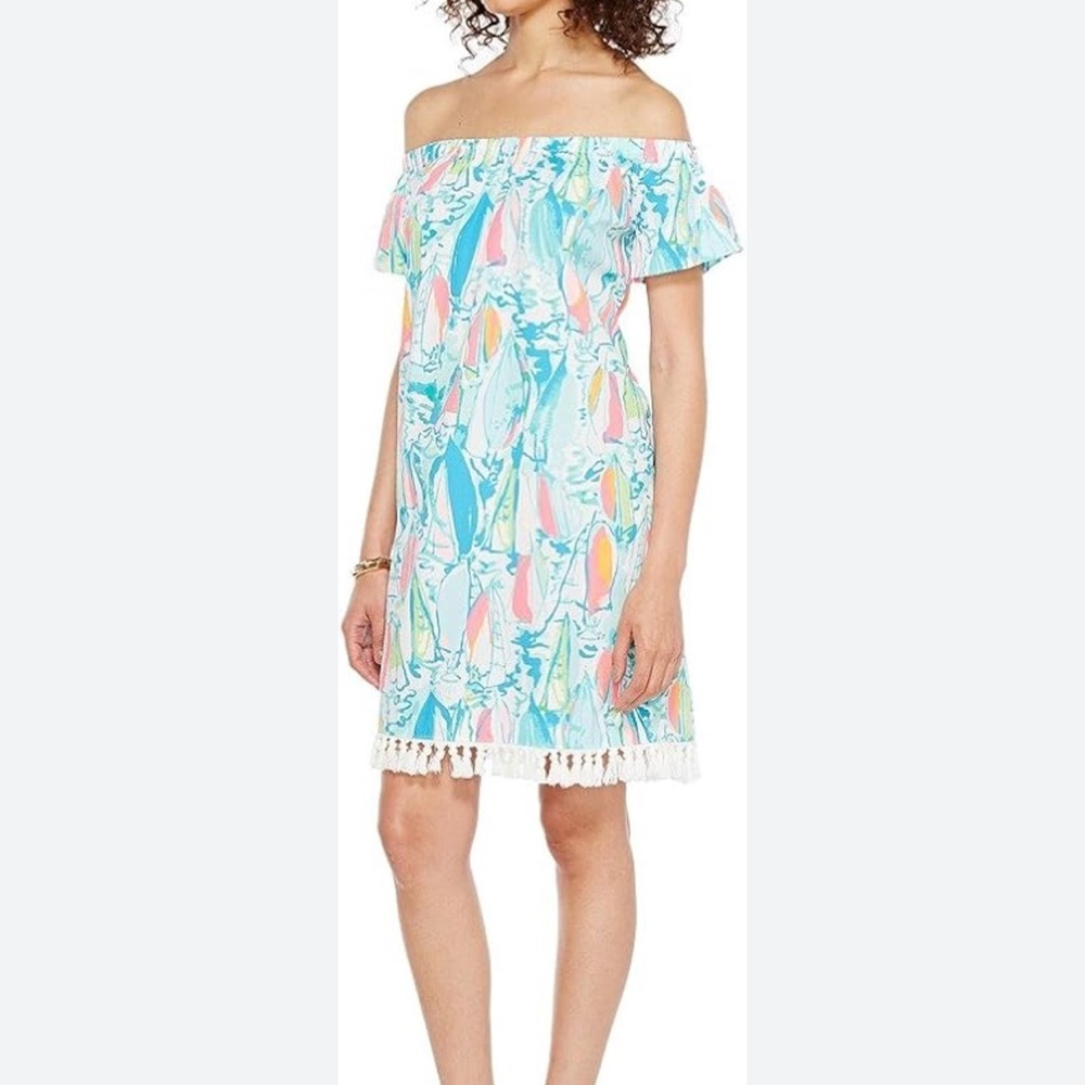 Lilly Pulitzer Off-Shoulder Marble Multicolor Dress